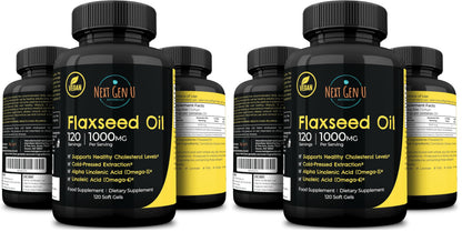 Flaxseed Oil Capsules 1000 mg – 120 Vegan Soft Gels | NextGenU Pack of 2