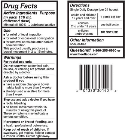 Fleet Laxative Mineral Oil Enema – Gentle, Fast Relief (2 x 4.5 fl oz) | Doctor-Recommended