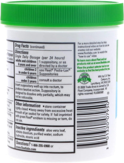 Fleet Adult Glycerin Suppositories 50-Count (2-Pack) with Aloe – Doctor-Recommended Gentle Bowel Relief