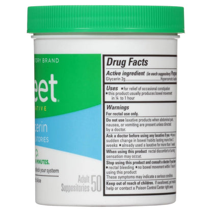Fleet Adult Glycerin Suppositories 50-Count (2-Pack) with Aloe – Doctor-Recommended Gentle Bowel Relief