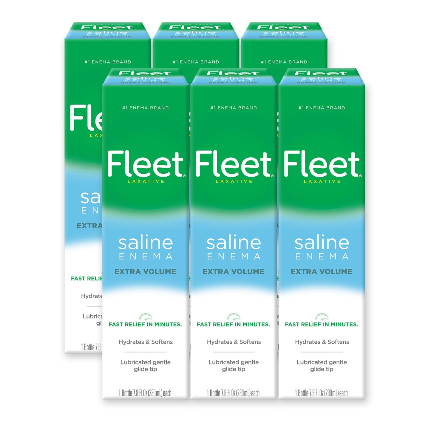 Fleet Laxative Saline Enema, 7.8 Fl Oz — Pack of 6 | Gentle, Quick Relief