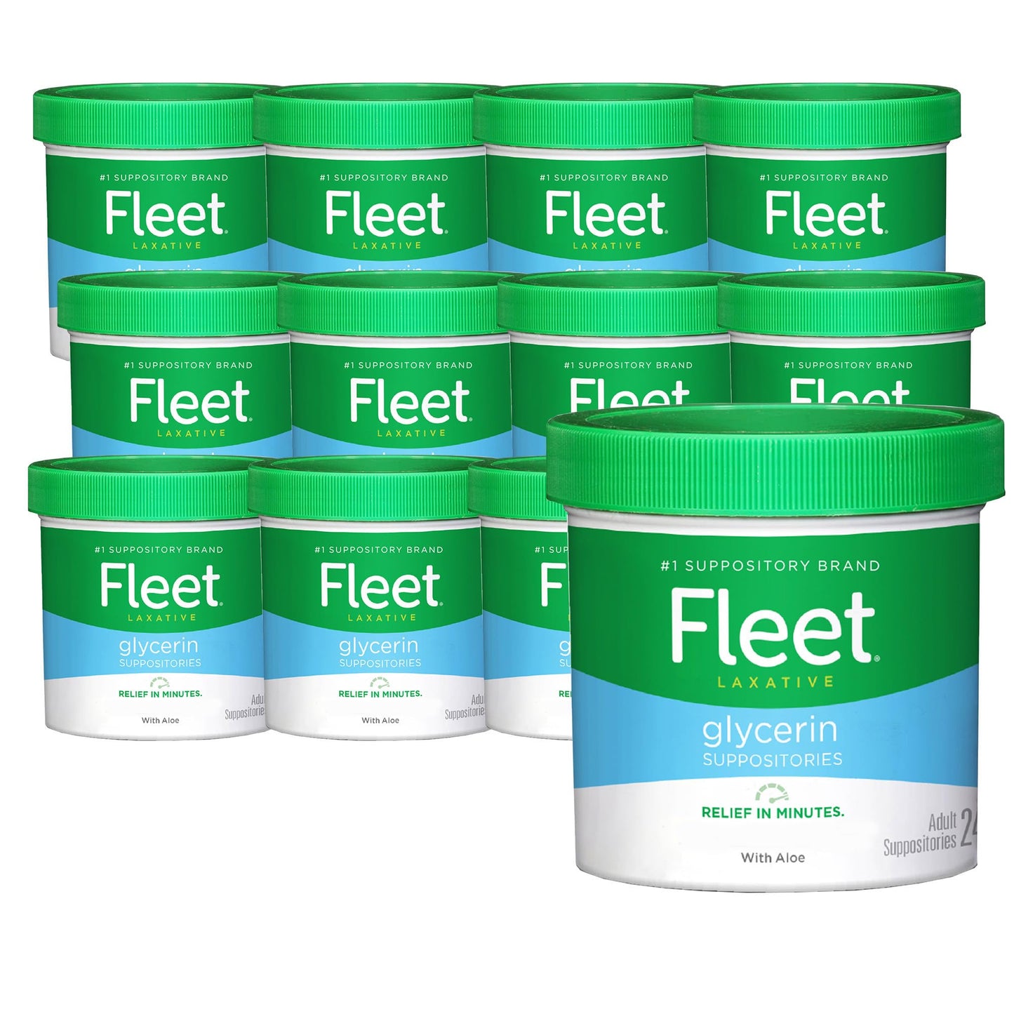Fleet Laxatives Glycerin Suppositories for Adult Constipation Relief – 12 Pack (24 Count/Jar)