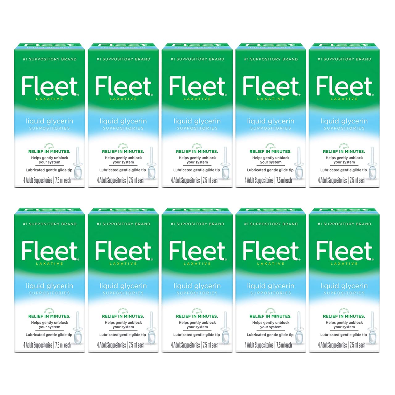 Fleet Liquid Glycerin Suppositories, 4 Count (Pack of 10)