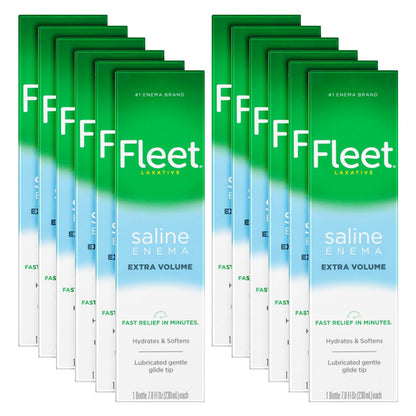 Fleet Saline Laxative Enema 7.8 oz – Pack of 12 | Extra Relief, 70% More Volume, Multicolor
