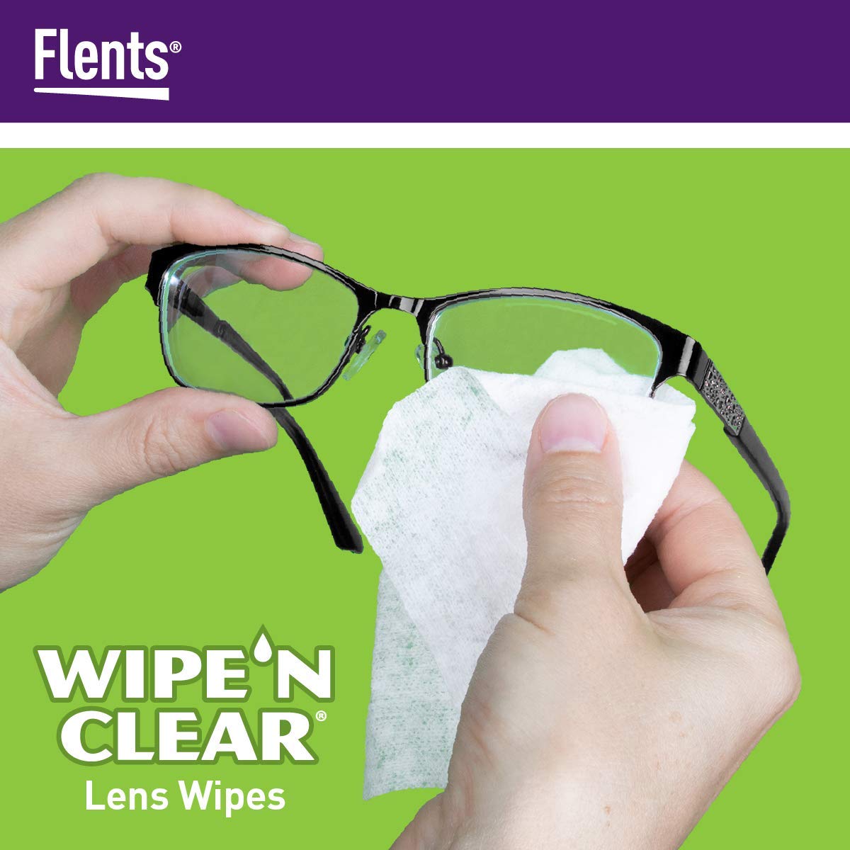 Flents Wipe 'N Clear Lens Cleaning Wipes – 300 Count, 4 Boxes, Pre-Moistened, Fast Drying, Anti-Streak | Made in USA