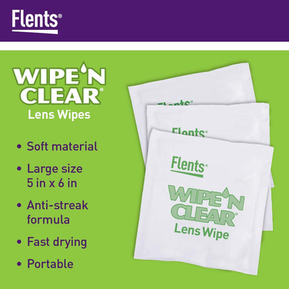 Flents Lens Wipes – 150 Count, Pre-Moistened, Streak-Free, Made in USA