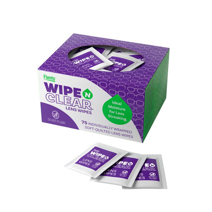 Flents Wipe 'N Clear Lens Cleaning Wipes – 300 Count, 4 Boxes, Pre-Moistened, Fast Drying, Anti-Streak | Made in USA