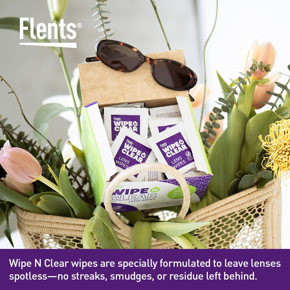 Flents Lens Wipes – 150 Count, Pre-Moistened, Streak-Free, Made in USA