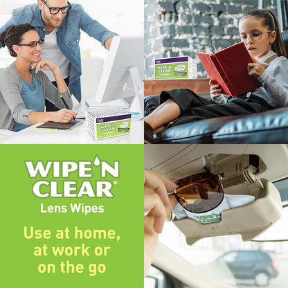 Flents Wipe ’N Clear Biodegradable Lens Wipes – 225 Count | Quick-Dry, Anti-Streak Cleaning for Glasses & Screens