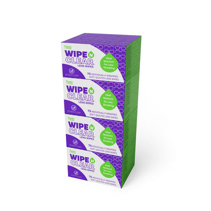 Flents Wipe 'N Clear Lens Cleaning Wipes – 300 Count, 4 Boxes, Pre-Moistened, Fast Drying, Anti-Streak | Made in USA