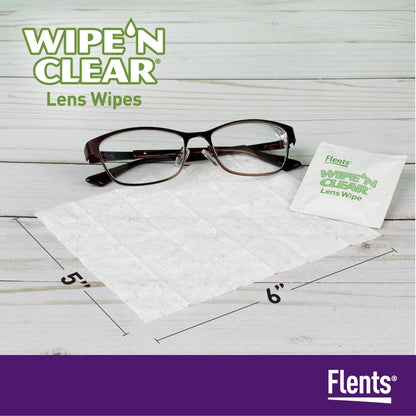 Flents Wipe ’N Clear Biodegradable Lens Wipes – 225 Count | Quick-Dry, Anti-Streak Cleaning for Glasses & Screens