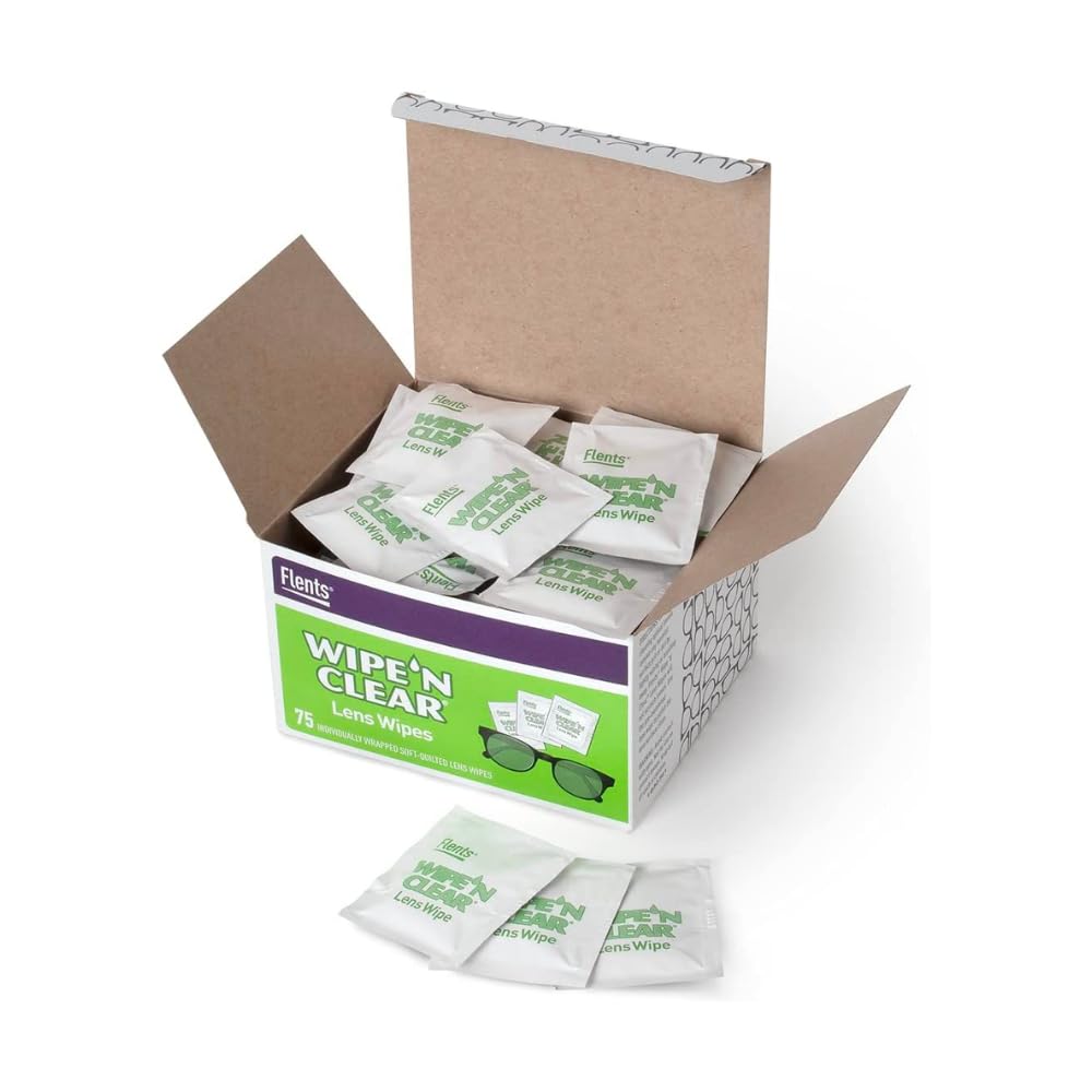 Flents WIPE'N Lens Wipes, Clear – 75 Count – Individually Packaged for On-The-Go