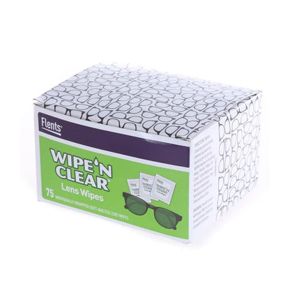 Flents WIPE'N Lens Wipes, Clear – 75 Count – Individually Packaged for On-The-Go
