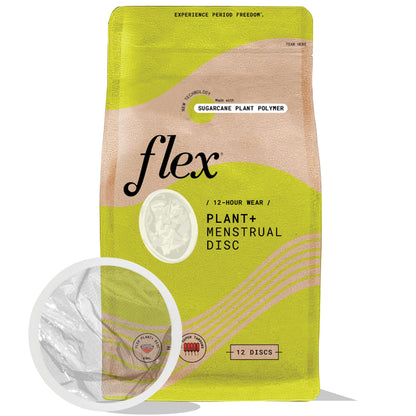 FLEX Plant Plus Disc | Plant-Based Menstrual Disc (12 Count) — Capacity of 5+ Super Tampons