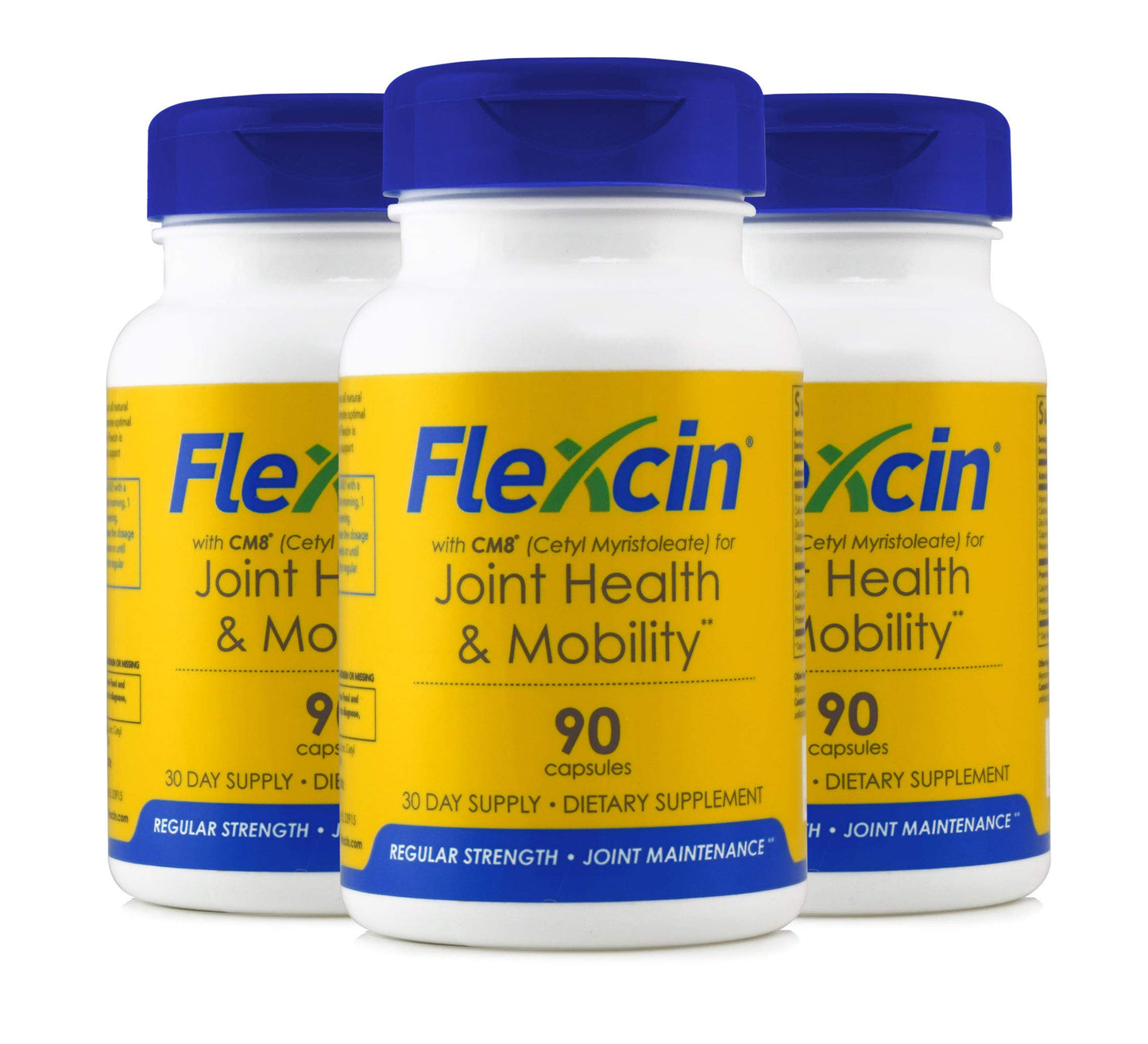Flexcin Joint Health & Mobility Formula with CM8 | 3 Pack (270 Capsules) - Glucosamine, MSM, Collagen Type II
