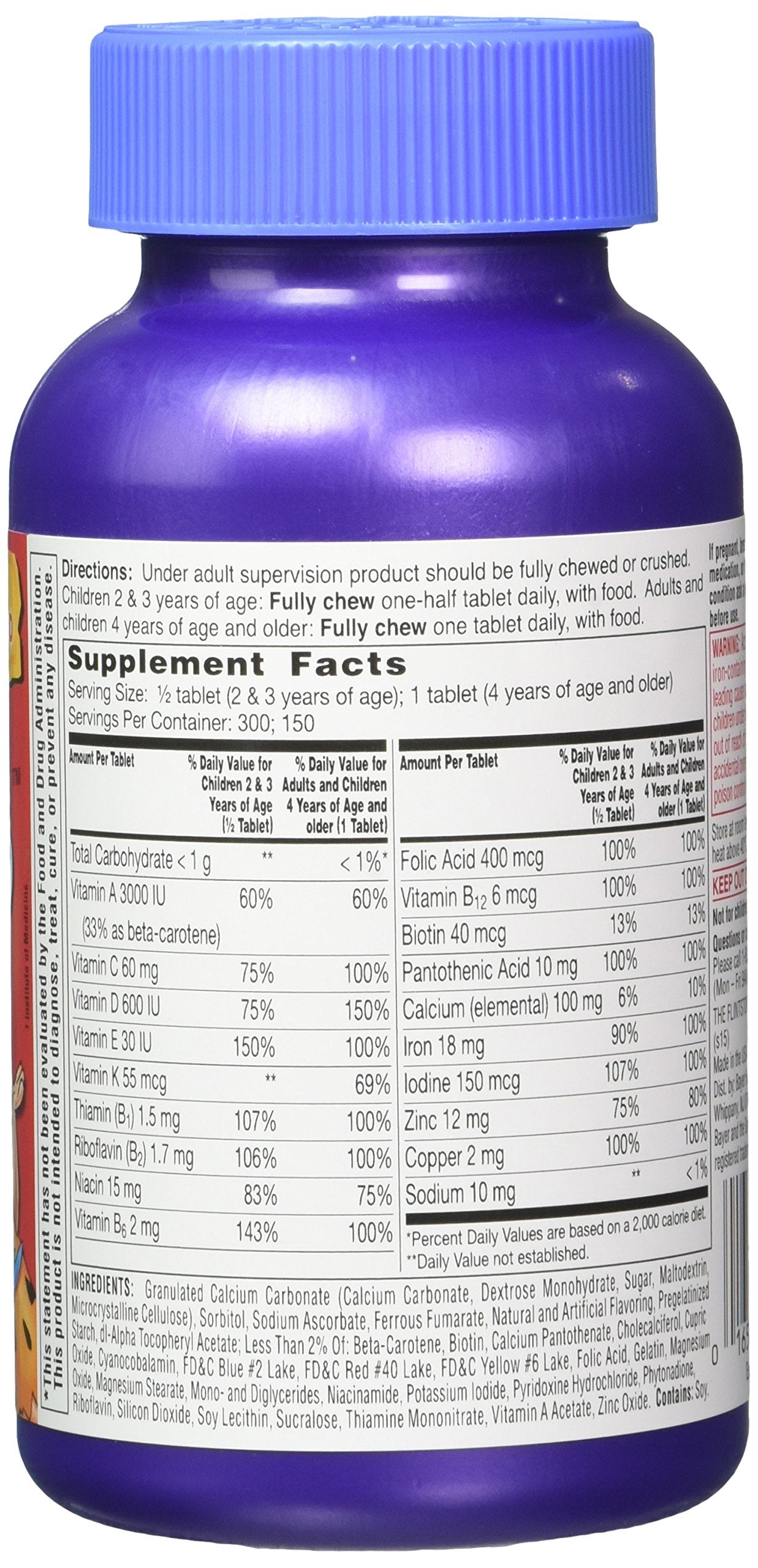Flintstones Chewable Kids Multivitamins – 300ct Pack of 2 (Iron, Calcium, Vitamins C & D)