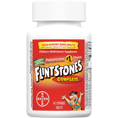 Flintstones Complete Multivitamin Chewables – 60 Count Per Bottle, Pack of 2 | Kids Vitamins