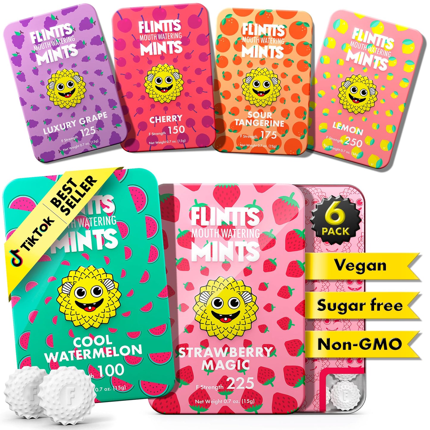 Flintts Mints Fruit Troop – Sugar Free Mints for Dry Mouth Relief & Freshness