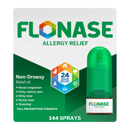 Flonase Allergy Relief Nasal Spray | 24-Hour Non-Drowsy Allergy Medicine, 144 Sprays