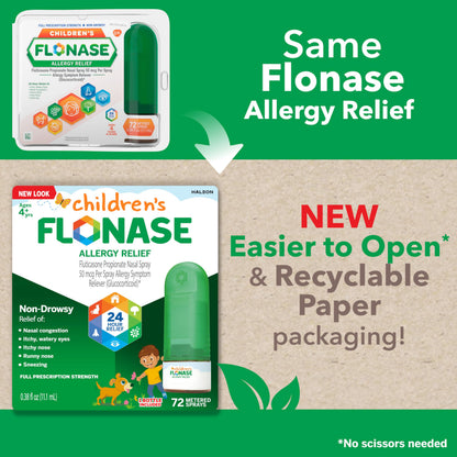 Flonase Children’s Allergy Relief Nasal Spray – 24-Hour Non-Drowsy Relief for Kids (72 Sprays)