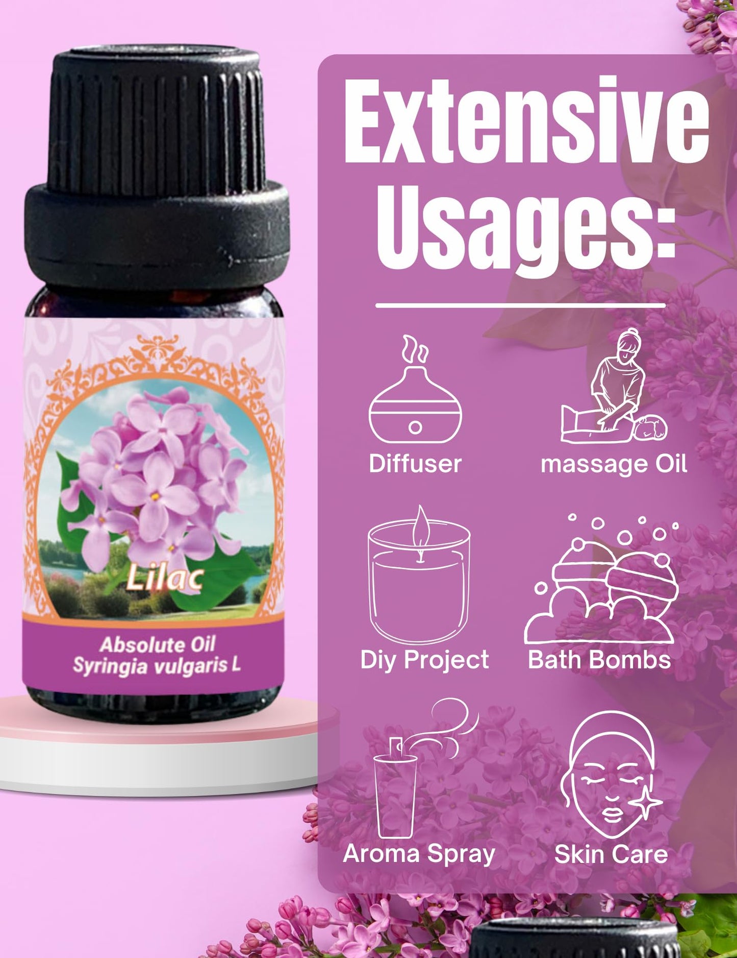 Lilac Absolute Oil | 100% Pure Syringa Vulgaris (Therapeutic Grade) | Flora Aromatics