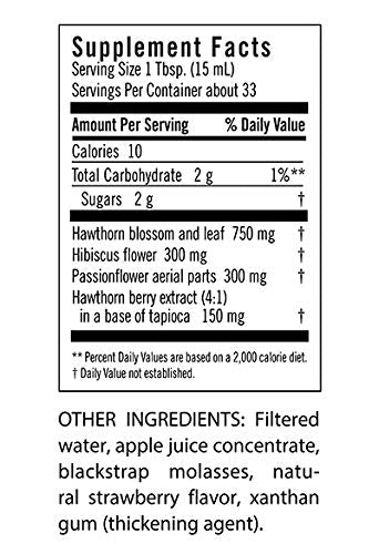 Flora Cardio-Essence: Hawthorn, Hibiscus & Passionflower Tonic – Gluten Free, Vegan, 17 oz Glass Bottle