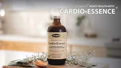 Flora Cardio-Essence: Hawthorn, Hibiscus & Passionflower Tonic – Gluten Free, Vegan, 17 oz Glass Bottle