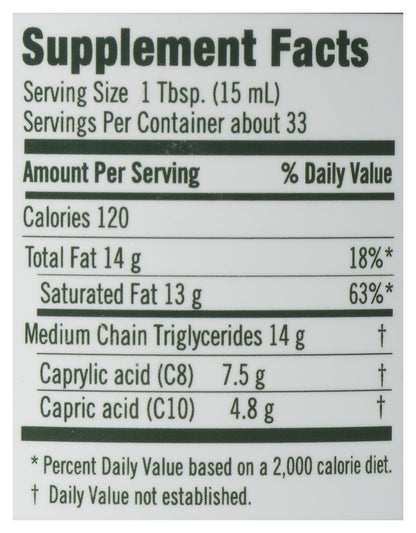 Flora Health MCT Oil Organic Energy Boost - C8/C10, Keto, Kosher, Non-GMO, 17 oz Glass Bottle
