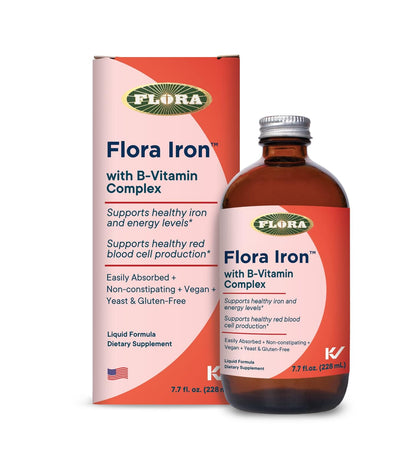 Flora Iron – Vegan Liquid Iron with B Vitamins for Energy & Red Blood Cell Support (7.7 fl oz)