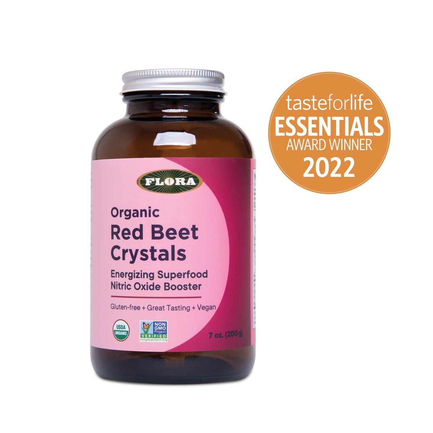 Flora Organic Red Beet Crystals – Energizing Beet Superfood, Nitric Oxide Booster, Vegan (7 oz)
