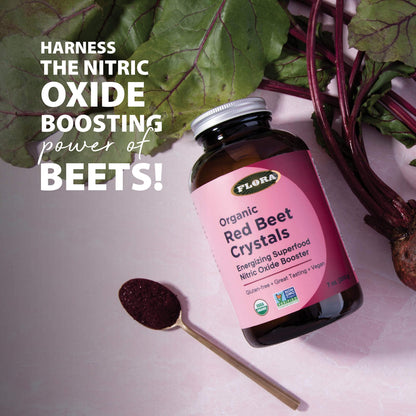 Flora Organic Red Beet Crystals – Energizing Beet Superfood, Nitric Oxide Booster, Vegan (7 oz)