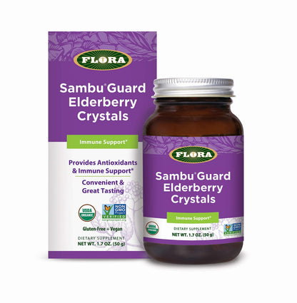 Flora SambuGuard Elderberry Crystals – Antioxidants & Immune Support, 1.7-oz Powder