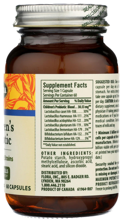 Flora Udo's Choice Children's Probiotic - 7 Strains, 5B CFU, Ages 5-15, 60 Capsules