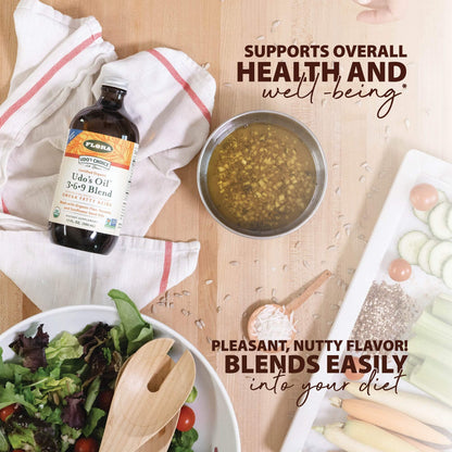 Flora Udo's Oil 3-6-9 Blend - Vegan Omega-3 & Omega-6 Oil - Contains Organic Coconut Oil, Flax Seed Oil & More - Keep Chilled - 17 fl. oz.