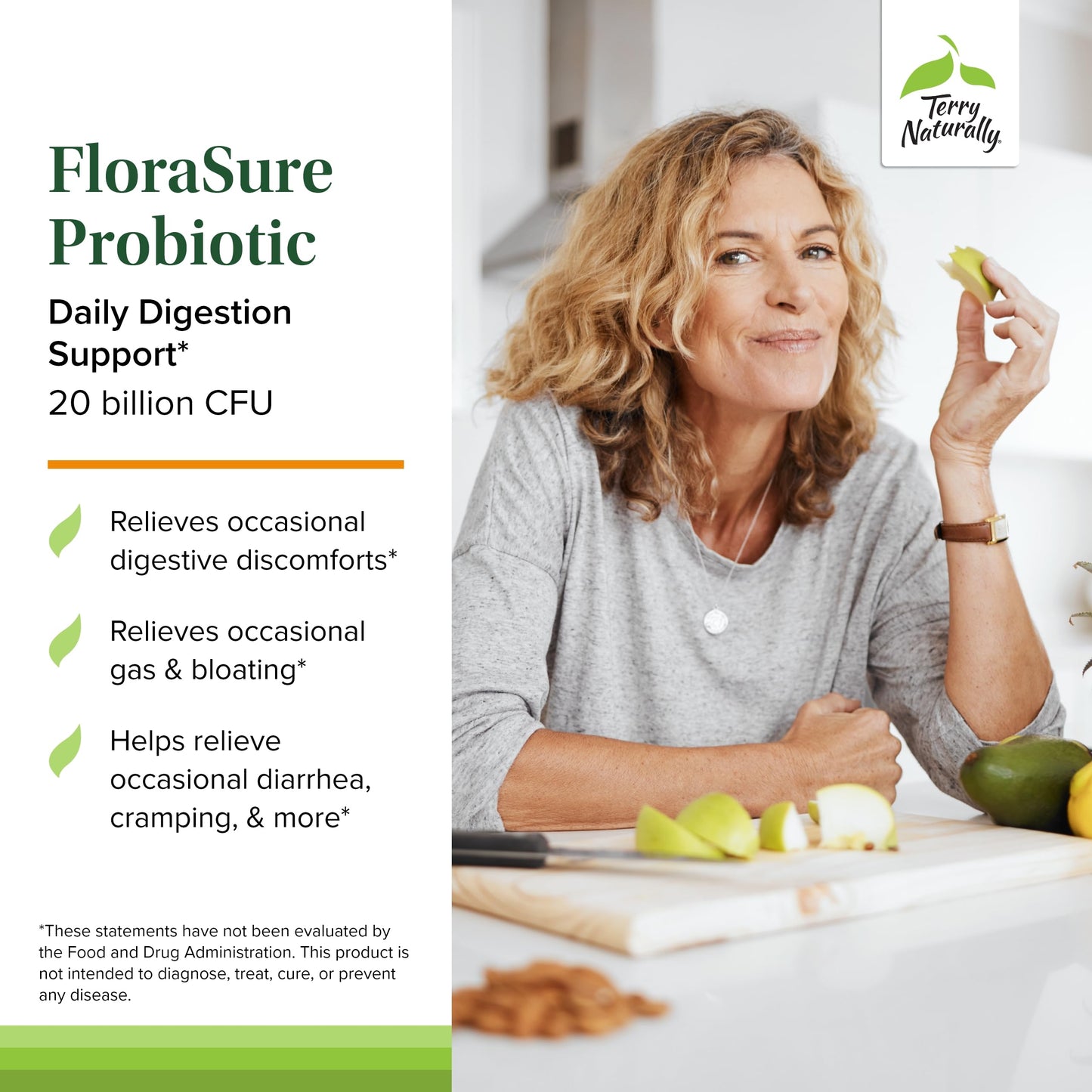 Terry Naturally FloraSure Probiotic - Digestive Health, Bloating & Gas Relief - 30 Capsules