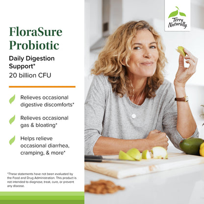 Terry Naturally FloraSure Probiotic - Digestive Health, Bloating & Gas Relief - 30 Capsules