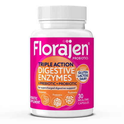 Florajen Digestive Enzymes with Probiotics & Prebiotics – 30-Count