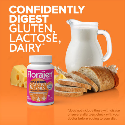 Florajen Digestive Enzymes with Probiotics & Prebiotics – 30-Count