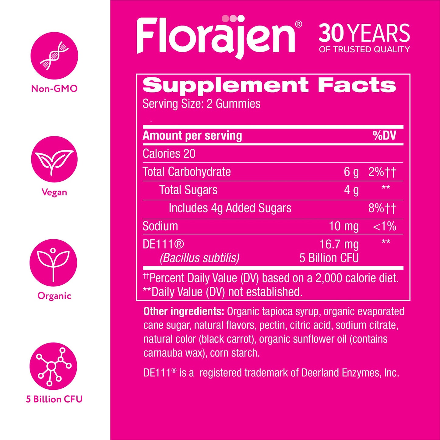 Florajen Women's Probiotic Gummies – Triple-Action Prebiotic + Probiotic + Cranberry (40-Count) for Digestive, Urinary & Immune Support