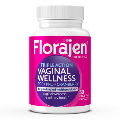 Florajen Women's Triple-Action Probiotic – Prebiotic + Cranberry (30 Count) – Gluten-Free & Vegan