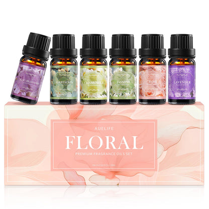 Floral Essential Oils Set – 6 Premium Diffuser Oils (Lilac, Lavender, Chamomile, Jasmine, Rose, Gardenia)