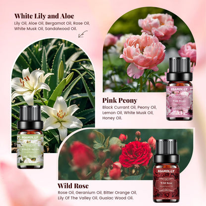 Floral Essential Oils Set – 6 Premium Fragrance Oils for Diffusers, Candles & More
