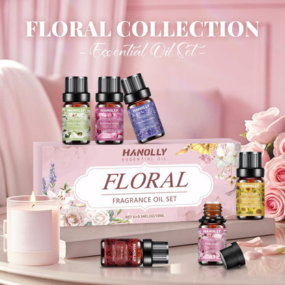Floral Essential Oils Set – 6 Premium Fragrance Oils for Diffusers, Candles & More