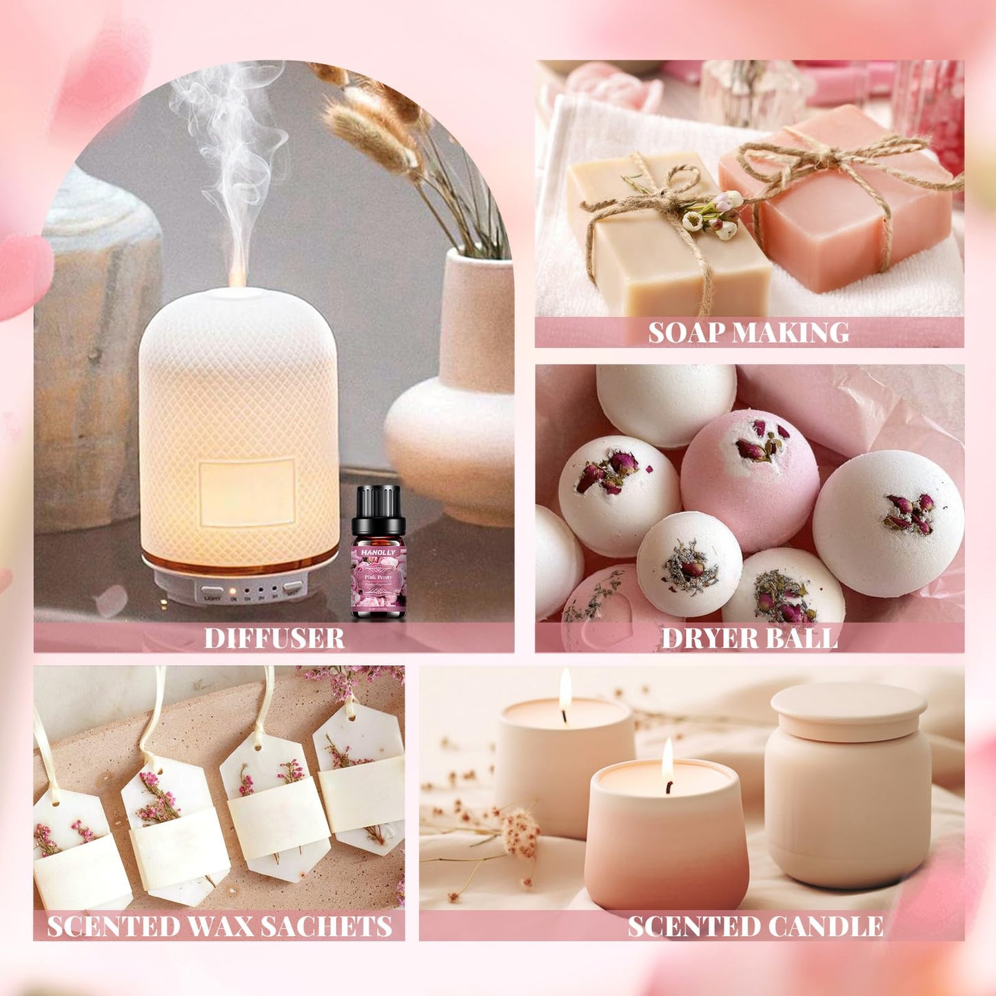 Floral Essential Oils Set – 6 Premium Fragrance Oils for Diffusers, Candles & More