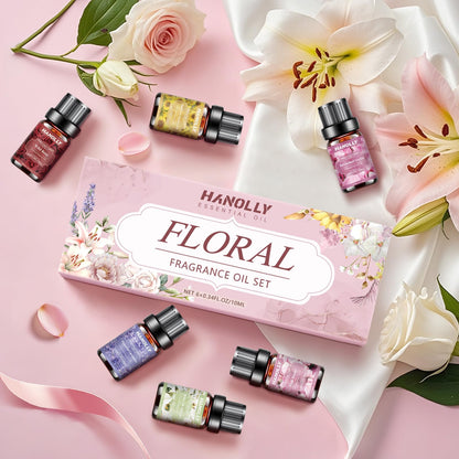 Floral Essential Oils Set – 6 Premium Fragrance Oils for Diffusers, Candles & More