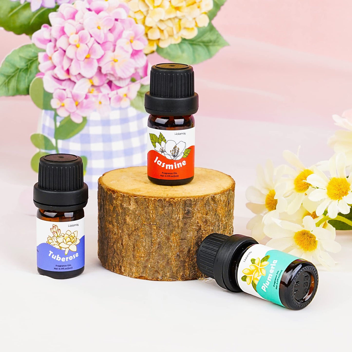 Floral Essential Oils Set – Holamay Premium Fragrance Oils for Candle Making (5ml x10) – Rose, Jasmine, Neroli, Gardenia, Lilac & More