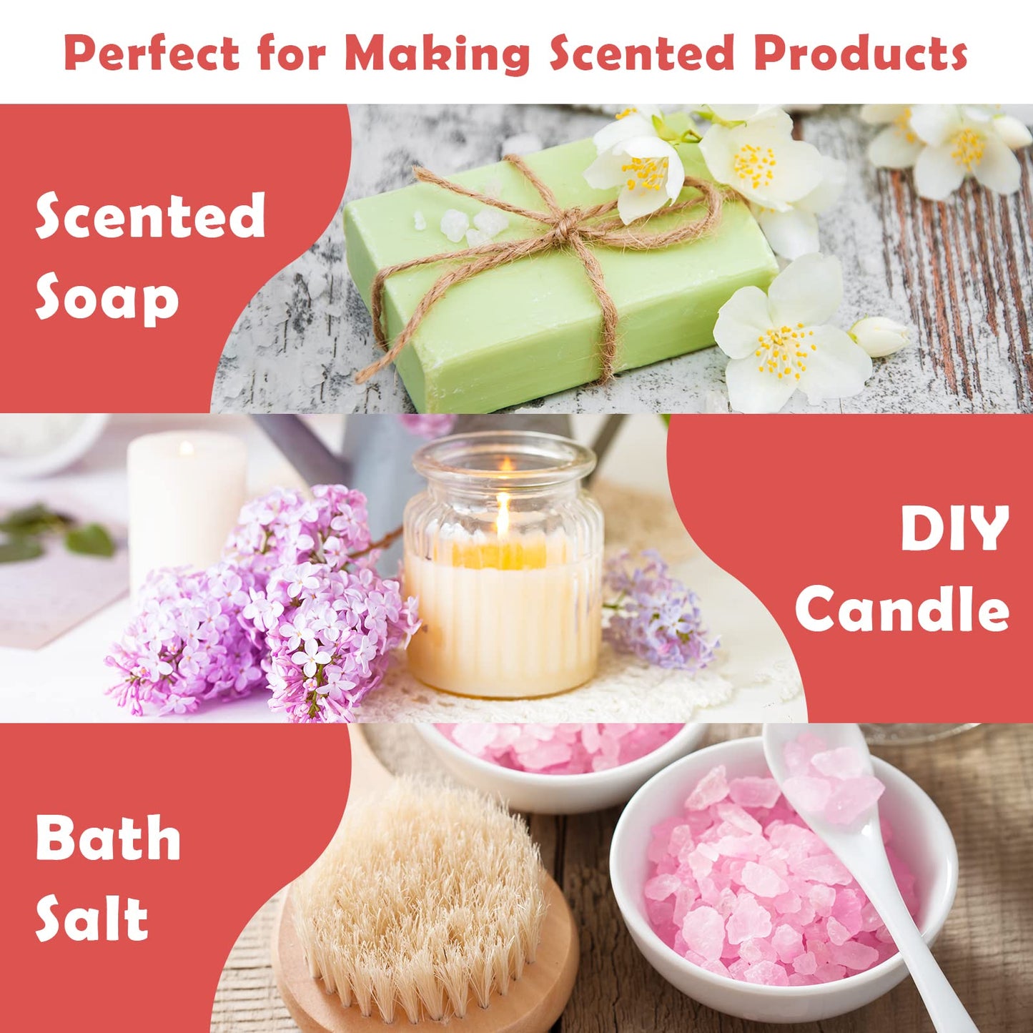 Floral Essential Oils Set – Holamay Premium Fragrance Oils for Candle Making (5ml x10) – Rose, Jasmine, Neroli, Gardenia, Lilac & More