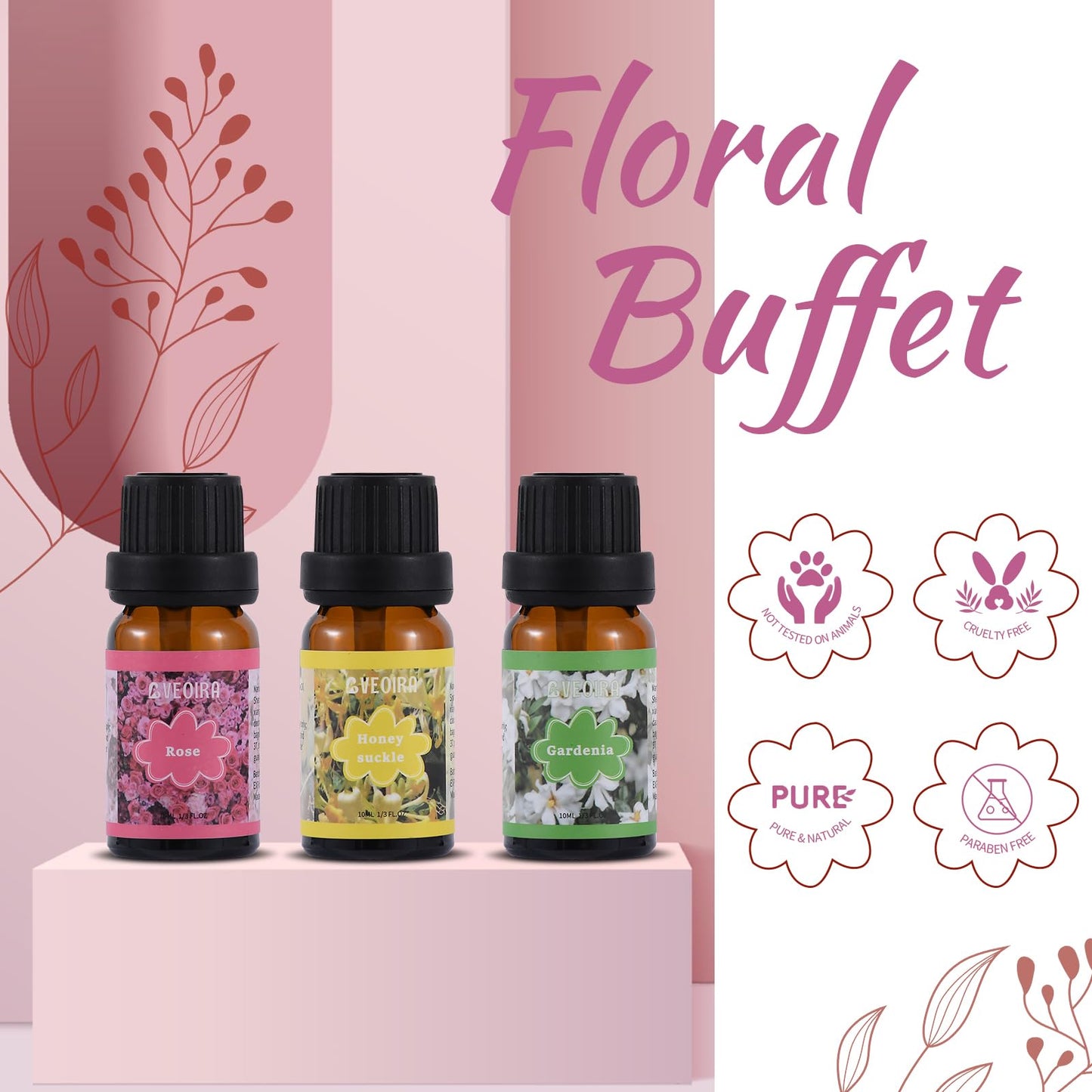 AVEOIRA Floral Fragrance Oils Set – 6x10ml Premium Essential Oils