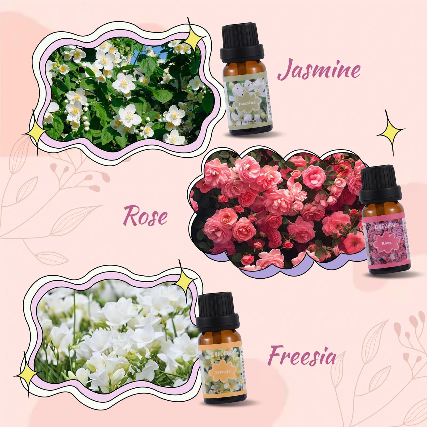 AVEOIRA Floral Fragrance Oils Set – 6x10ml Premium Essential Oils