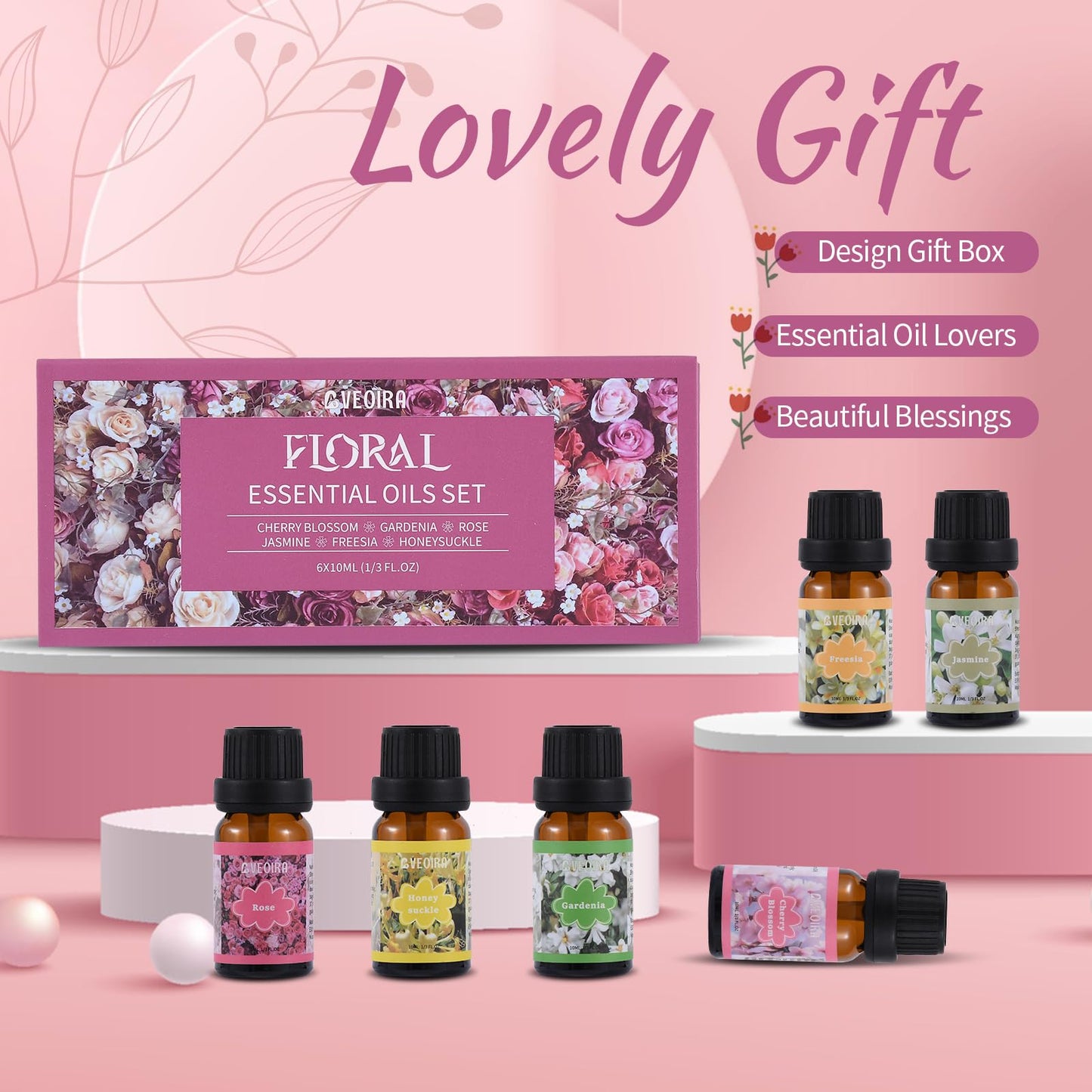 AVEOIRA Floral Fragrance Oils Set – 6x10ml Premium Essential Oils